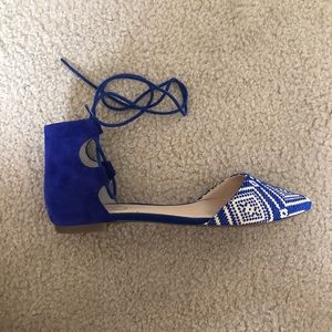 Jessica Simpson Royal Blue Flats with Ankle Ties